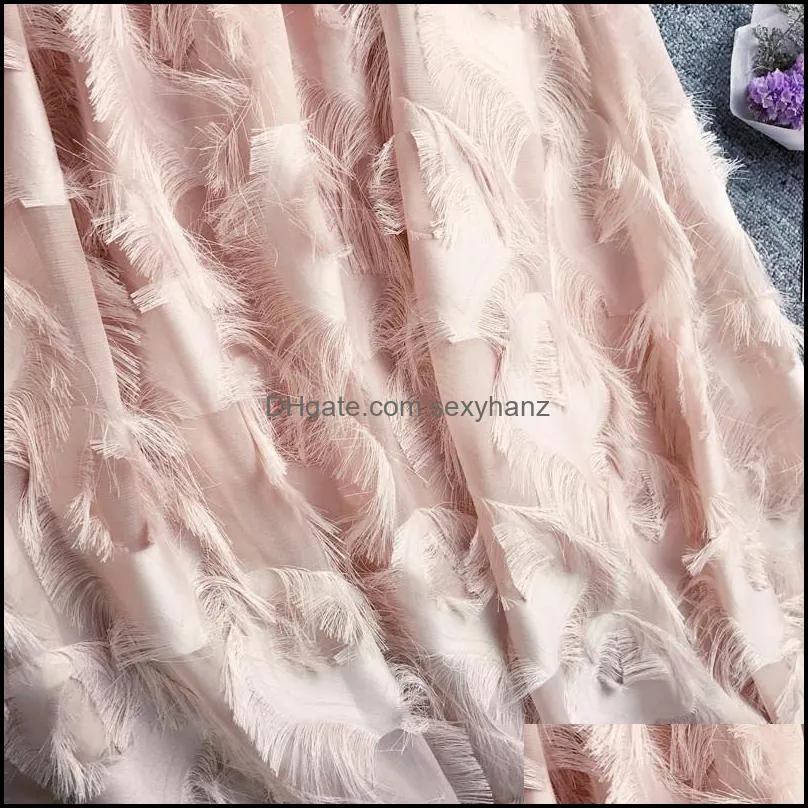 Skirts Feather Pattern Tassels High Waist Skirt Basis Temperament Show Lanky Half-body Woman 2021 Chiffon