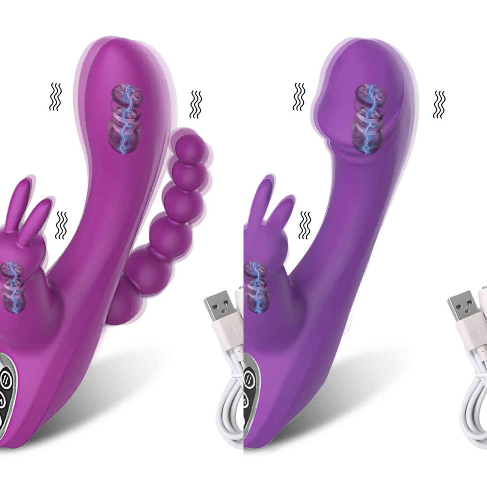 Vibratori NXY 3 in 1 G Spotter Rabbit Dildo anale Vibratore Giocattolo del sesso per donna Adulto con 10 modalità di vibrazione Massaggio clitorideo impermeabile Stimolato 1119