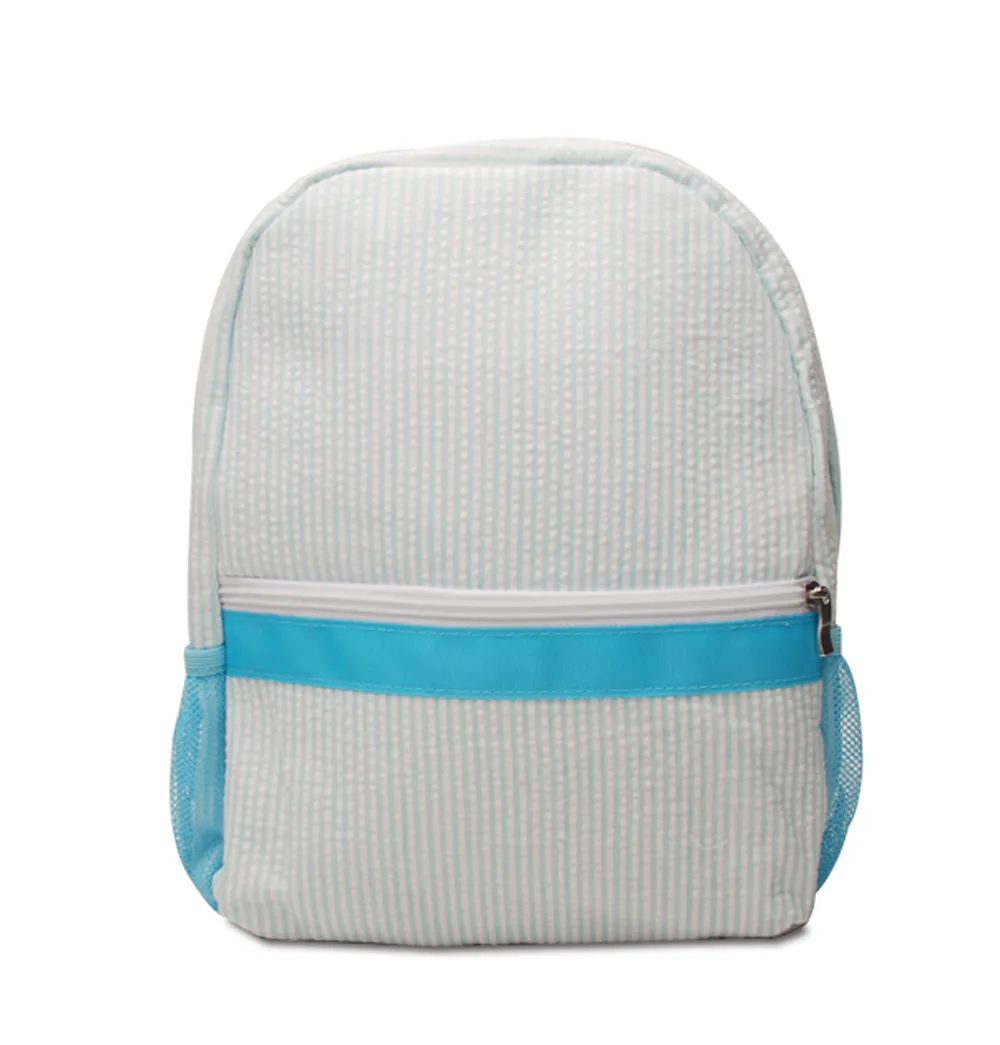 Aqua Toddler Plecak Seersucker Miękka Bawełniana Torba Szkolna USA Lokalny Magazyn Kids Book Torby Boy Gril Pre-School Tote Z Mesh Kieszenie domil106187