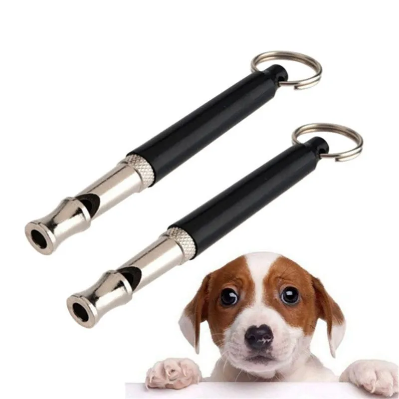 Dog Discipline Obedience Training ZL0412 Sifflet à ultrasons nickelé Tube de sifflement pour animaux de compagnie Porte-clés Chiens Répulsif Anti-aboiements Arrêter d'aboyer Sports résistants aux morsures