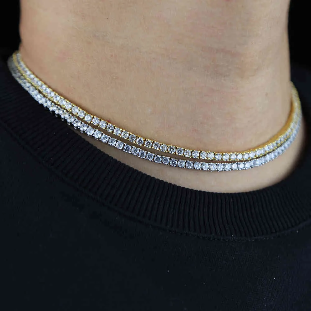 NEW Luxury Tennis Chain Necklace Gold Silver Color Hip Hop Jewelry Iced Out Full Cubic Zircon Clavicle Jewelry Gift Dropship X0509