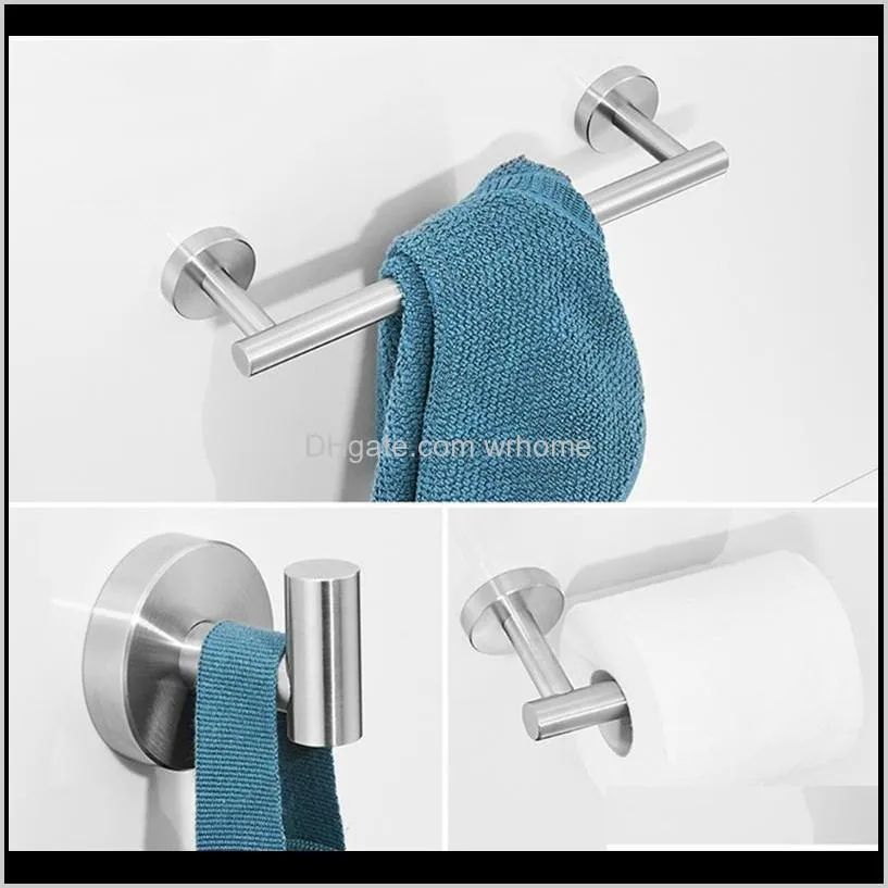 Aessory Aessories Bath Home Garden Set di ferramenta per il bagno spazzolato Porta accappatoio multifunzione in acciaio inossidabile Portarotolo da parete durevole Mo