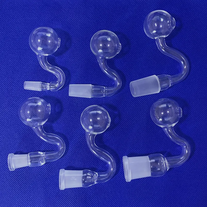 Clear Glass Bend Curve Oil Burner Pipe Nail Burning Water 10mm 14mm 18mm Male Female 1.2 inch Ball banger bowl bong