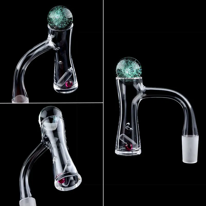 Full Weld Auto Spinner Quarz Banger Hülle Rand Banger Rauchnagel mit 1 PCS 6 mm Ruby Terp Pearls 1 Stcs Dichro Glass Carb Cap und Quartz Pille für DAB Rig