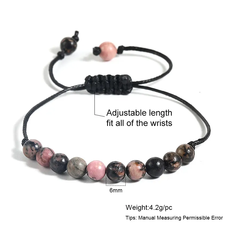 Justerbar natursten Bead Armband Yoga Healing Crystal Stretch Beaded Armband för kvinnor Män Handgjorda Smycken