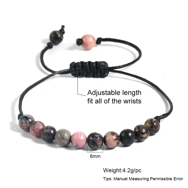 Adjustable Natural Stone Bead Bracelet Yoga Healing Crystal Stretch Beaded Bracelets for Women Men Handmade Jewelry