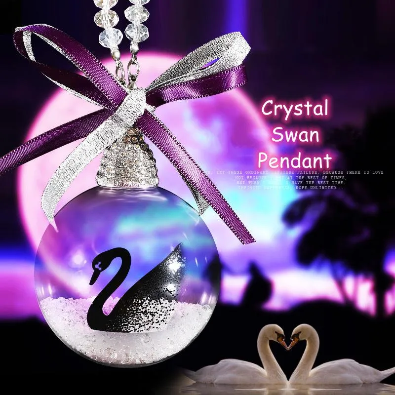 Interior Decorations Car Crystal Pendants Creative Swan Ladies Ornaments Rearview Mirror Ornament Mink Hair