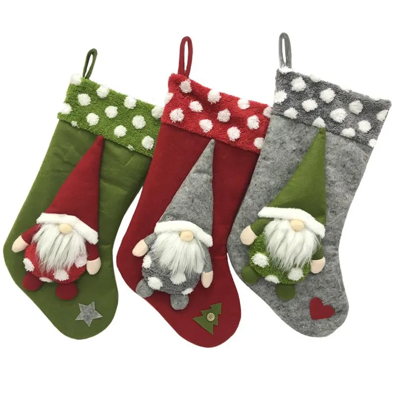 18 inch Anjule Christmas ornament socks Stockings Decor Trees Party Decorations Santa Design Stocking