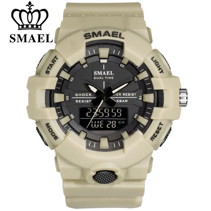 SMAEL Dual Display Orologi da uomo Orologio digitale di lusso Cronografo Analogico militare Orologio sportivo al quarzo LED Orologio da polso Dropshipping X0524