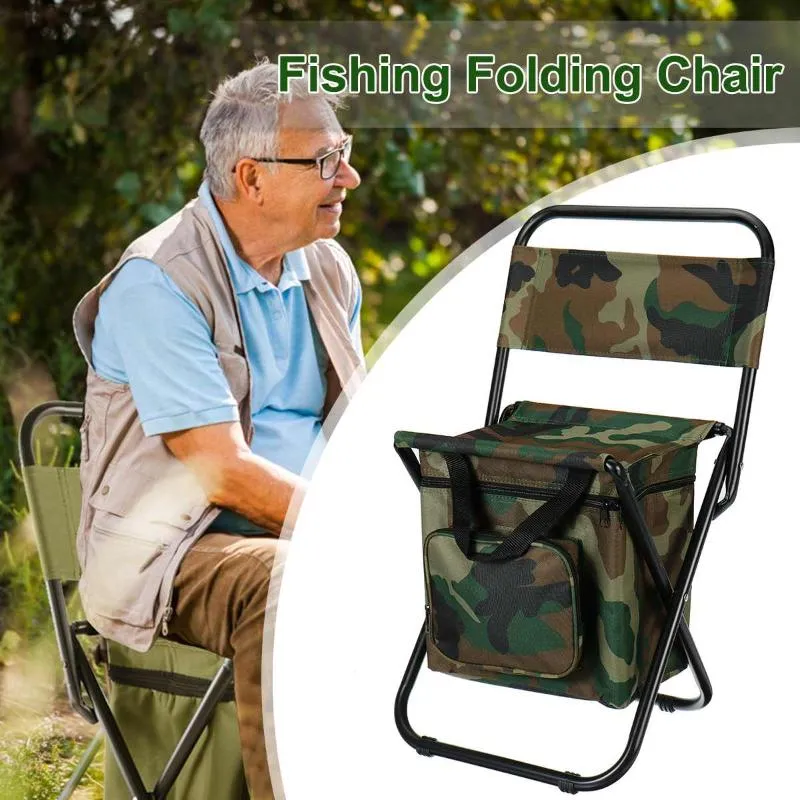 Folding Chair Ice Cooler Insulated Picnic Bags Hiking Camping Fishing Seat  Stool