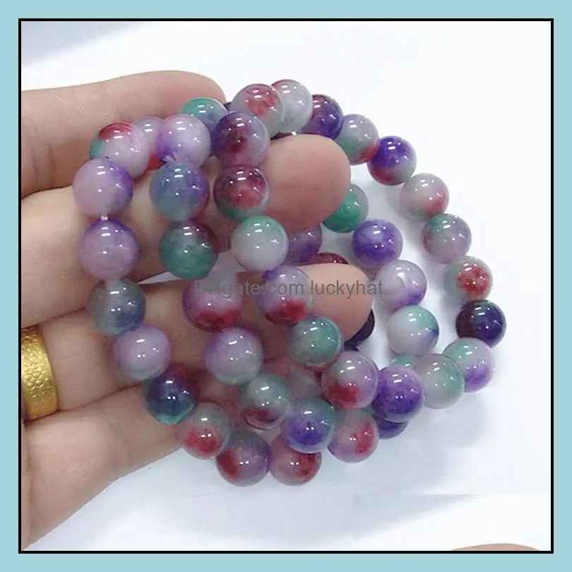 Beautiful Stone beads 8mm Charm Bracelet Semi Precious Stone Round Beads Bracelet For Women men Jewelry Love Gift