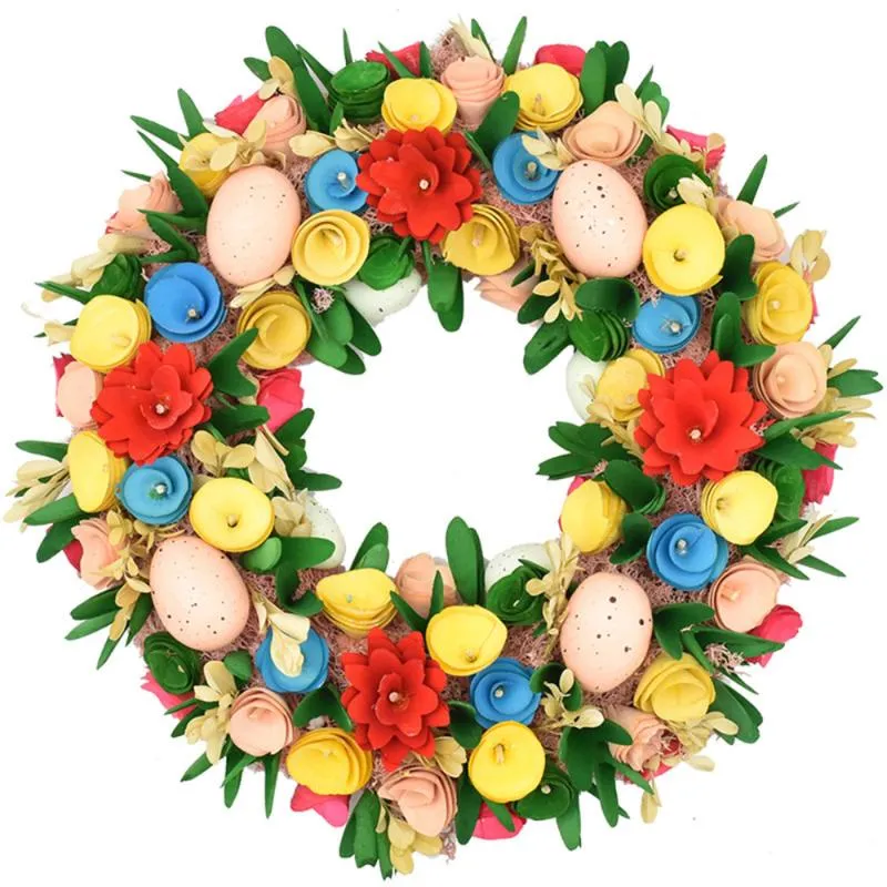 Dekorativa Blommor Kransar Hanger Inredning Påskägg Dörrägg Garland 36x36x9cm Home Wall Party Supply PVC Hängande Simulering Blomma