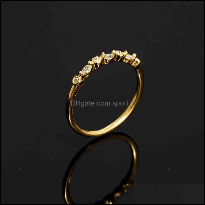 Brass With 18 K Gold Zircon Band Statement Rings Set Designer T Show Club Cocktail Party Ins Rare Elegance Japan Korean