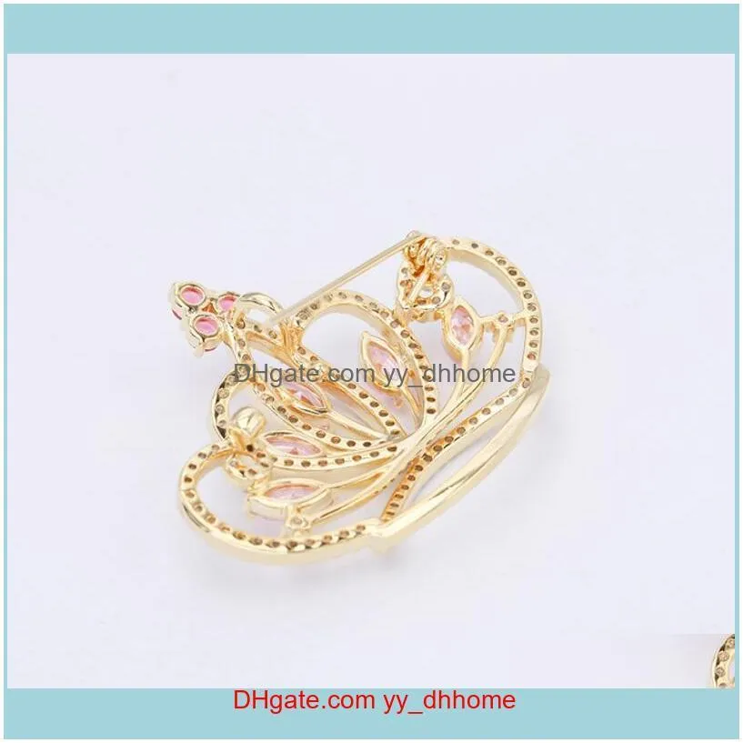 New style brand high-end zircon crown brooch jewelry fashion women luxury 18k gold plated jacket cardigan pins brooch accessories