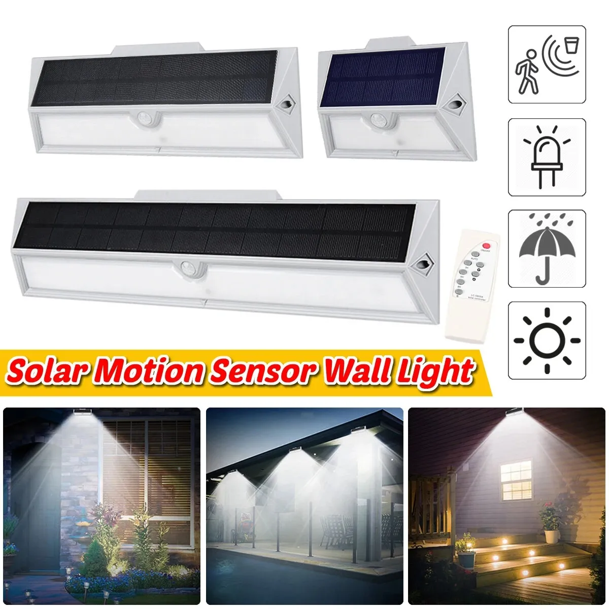 Waterproof PIR Motion Sensor 9/21/33LED Solar Power Wall Light Outdoor Garden Yard Home Lamp - Small