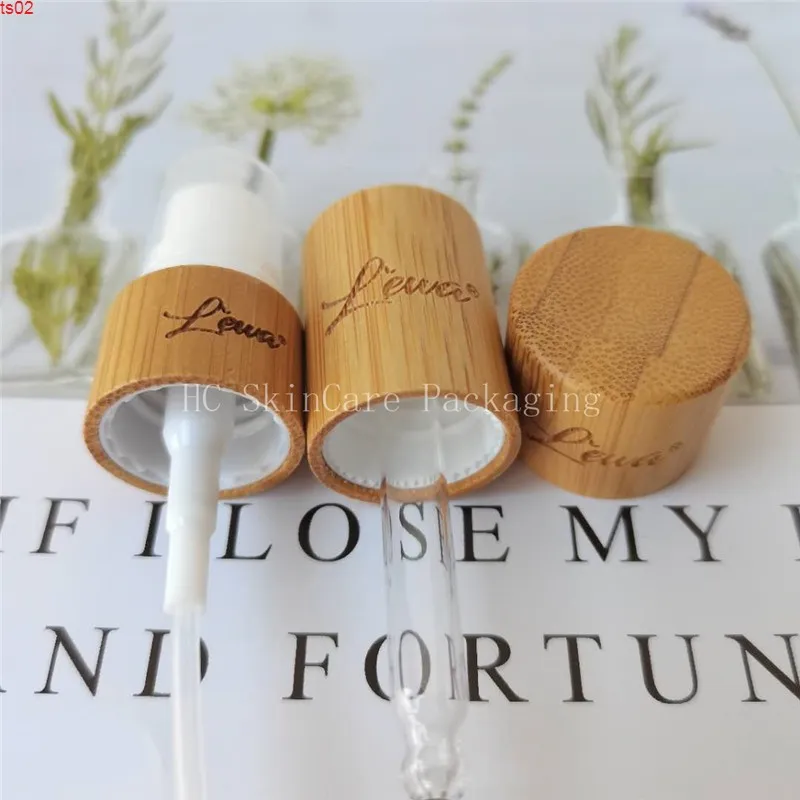Sprayflaska lotionglas med bambu keps kosmetisk förpackning Eco Friendly Wood Pipette Lidgoods
