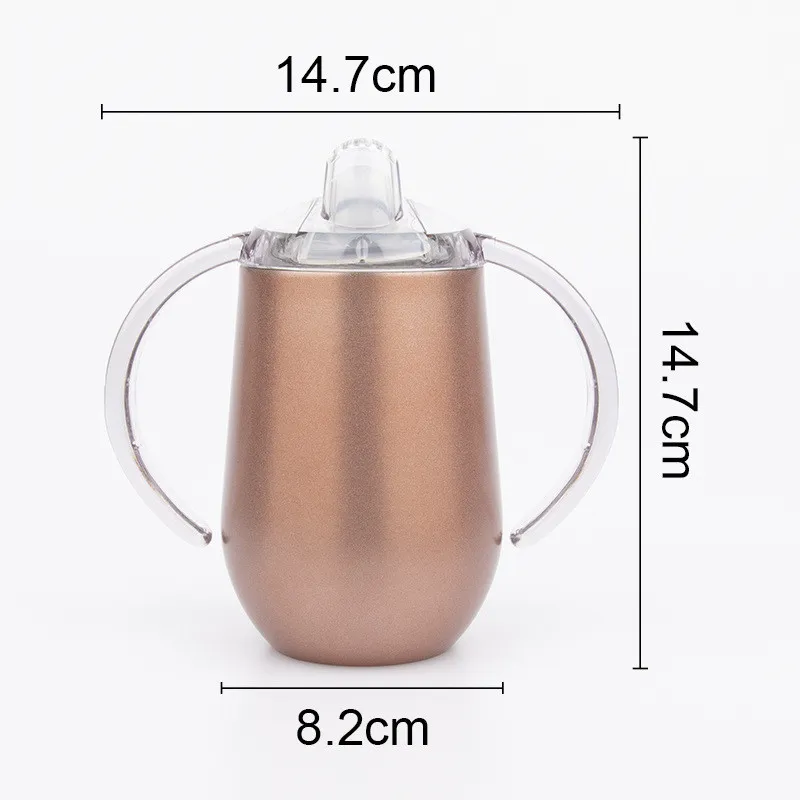 10oz Kids Water Bottle Stainless Steel Sippy Cup With Handle Double Wall Wine Tumbler Baby Milk Cups