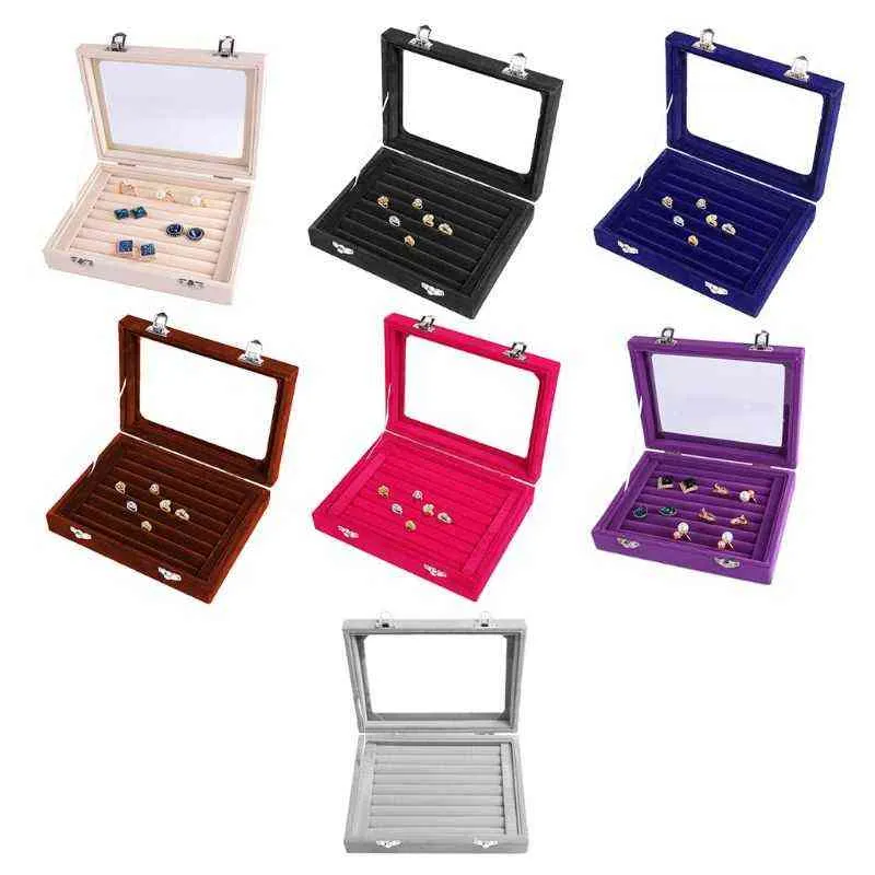 Jewelry Boxes Rings Ear Stud Holder Storage Box Case Container Organizer with Lid Display Multiple 1129