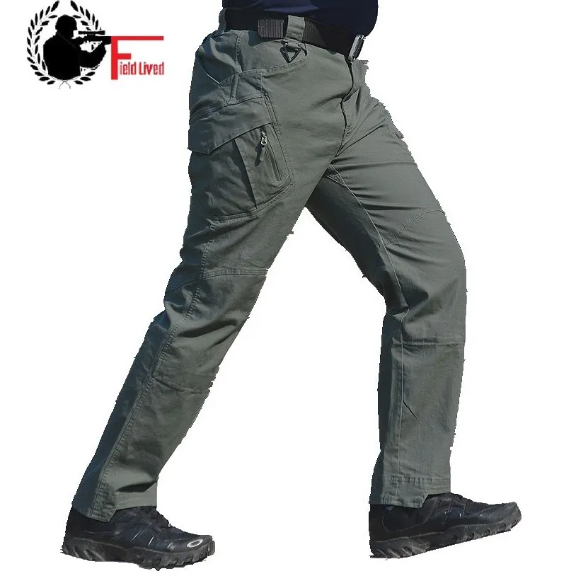 Pantaloni tattici Pantaloni militari da uomo MASCHIO Esercito PANTALONI Pantaloni cargo in cotone IX9 Elastico in vita Molte tasche da lavoro Combattimento Abbigliamento SWAT 210518