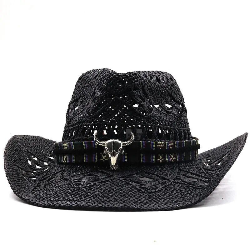 Brede rand hoeden eenvoudige stro westerse cowboy hoed handgemaakte strand vilt zon feestkap voor man vrouw krullen bescherming bescherming