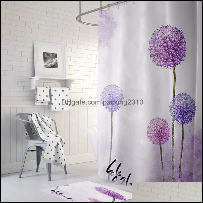 Modern Girly Shower Curtain Nordic Art Elegant Kids Waterproof Shower Curtain Accessories Salle De Bain Bathroom Products DF50YL