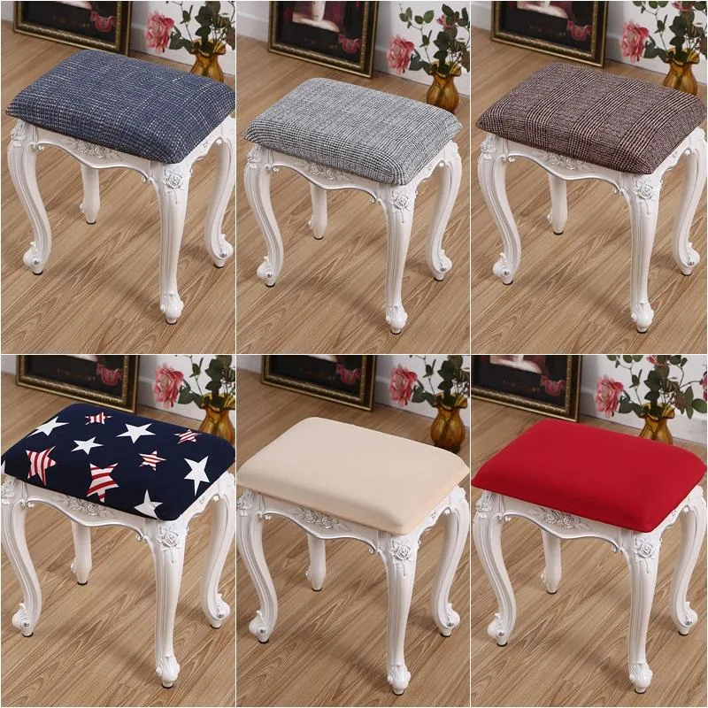 Chair Covers 1pc Square Stool Seat Make Up Slipcover For Dressing Table Bedroom Living Room Elastic Furniture Protector