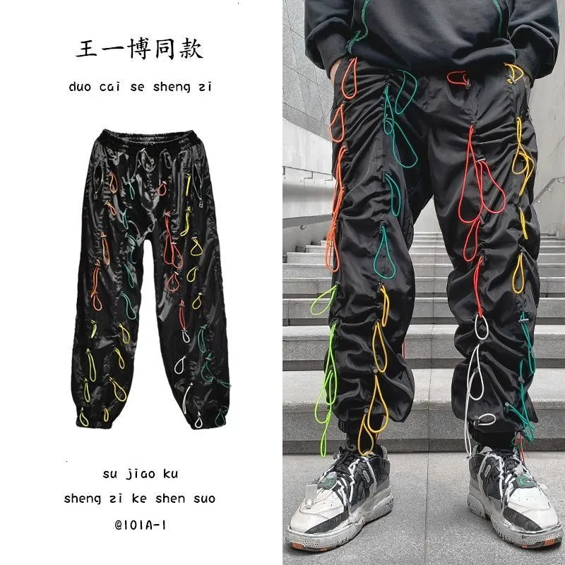 Casual Mäns Loose Straight Hip Hop Byxor Oversize Koreanska Streetwear Trousers Male KPOP Fashion Clothing