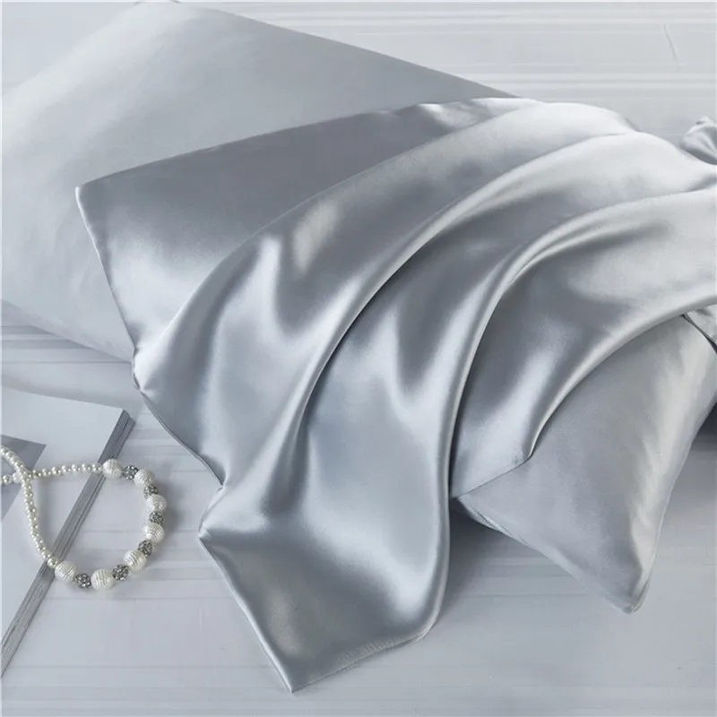 100% Naturlig Mulberry Silk Pillowcase Real Silk Zipper Pillow Case Cover Satin 16 MOMME Hem Textil sängkläder Hotel Pillowcases