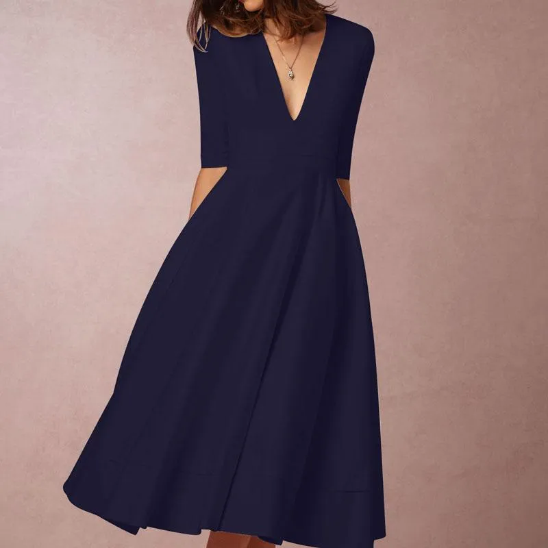 navy blue casual dresses Virlen Women's Long Sleeve Printed Midi Dress, – Buffalo Jeans Youll get a nice dress Casual Dark Blue Dresses Navy