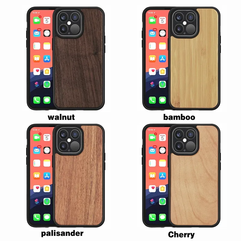 Cas de couverture de téléphone portable en bois véritable coque en bois de  bambou coque arrière avec TPU antichoc pour Iphone 14 13 12 11 Pro Max X XS