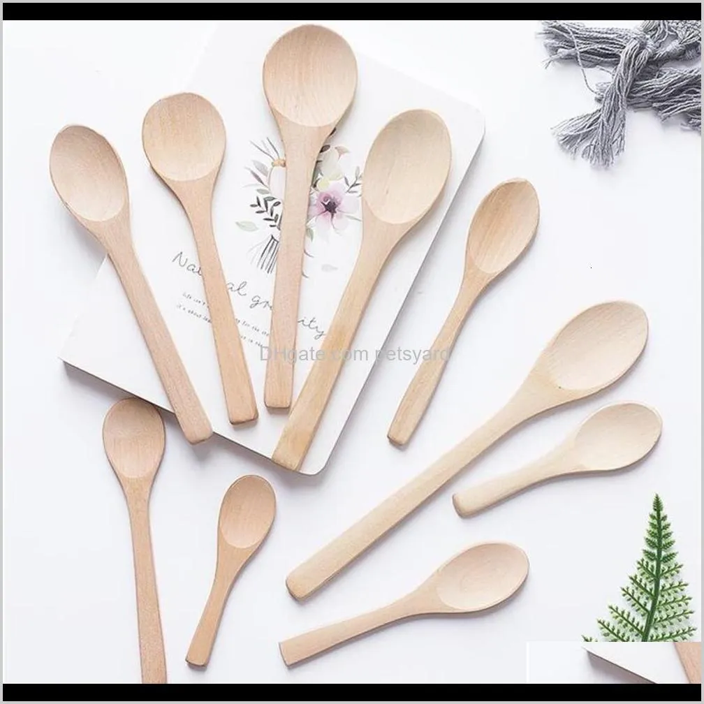 Łyżki Flatware Kuchnia, Dining Bar Home Gardenwooden Jam Baby Honey Mała Kawa Spoon Delikatna Kuchnia Używanie Connent Scoop HT12 Drop Drop