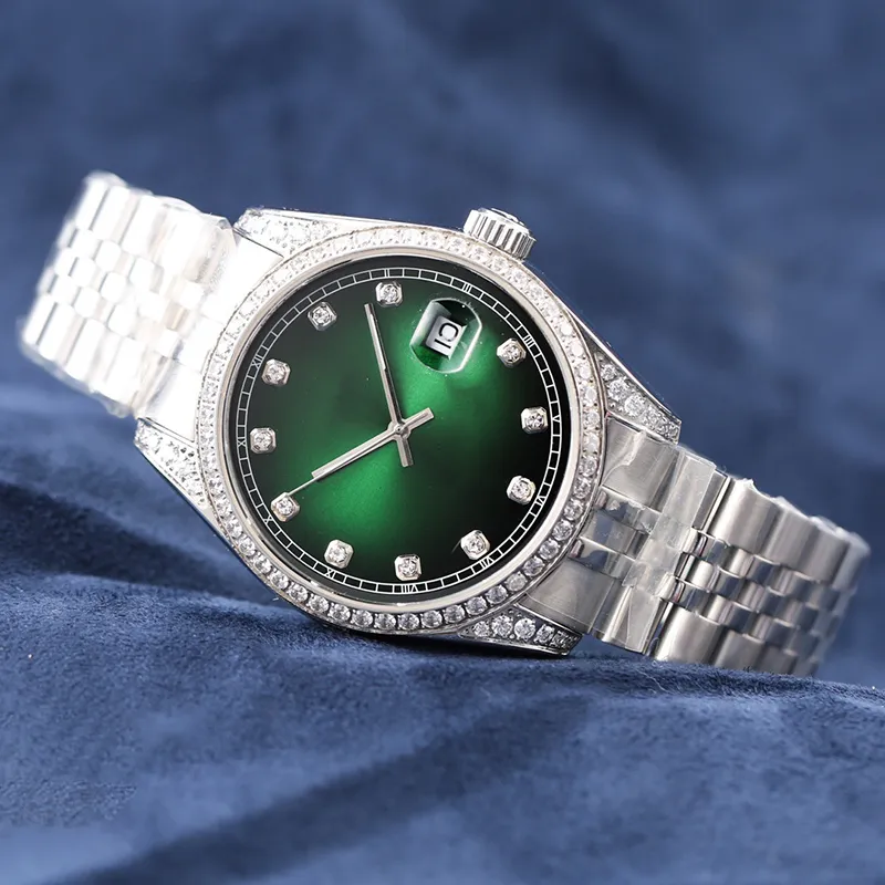 Klassische Herrenuhr 41 mm automatische mechanische Uhren für Herren, modische Armbanduhren, Diamant-Lünette, Armbanduhr, Edelstahl-Armband, Montre De Luxe
