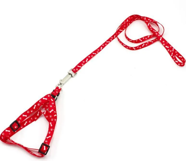 Le plus récent 1.5*120 cm chien harnais laisses Nylon imprimé réglable collier de chien chiot chat animaux accessoires animaux collier corde