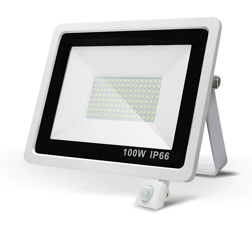 LED Floodlight PIR Czujnik ruchu 220 V 10W 20W 30W 50W 100W Corn White Reflektor Wodoodporny IP66 Oświetlenie indukcyjne Outdoor