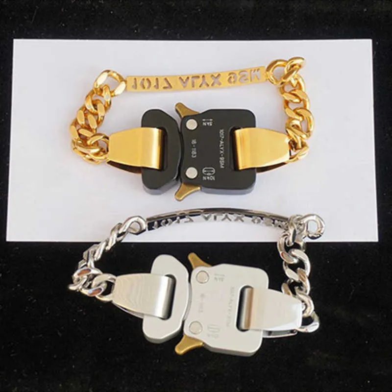 Golden 1017-alyx-9sm Buckle Bracelet Men Women 1:1 Top Quality Openwork Letters Hero Charm Chain Titanium Alyx Bracelet Q0722