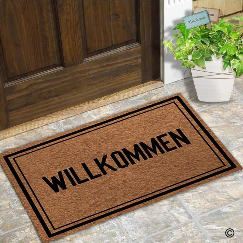 Coussin/oreiller décoratif paillasson tapis de sol d'entrée Willkommen intérieur décoratif maison et porte de bureau