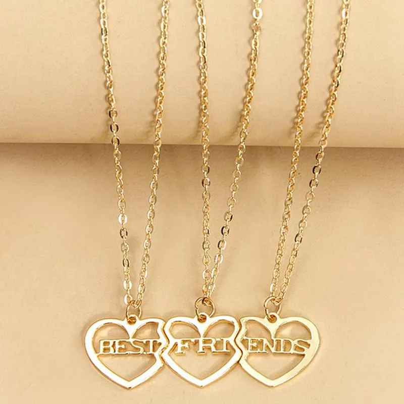 Pendant Necklaces Letter Heart Couple Girlfriend The Gift Women Jewelry 3pcs/set!! Three Bset Friend Forever Alloy Necklace