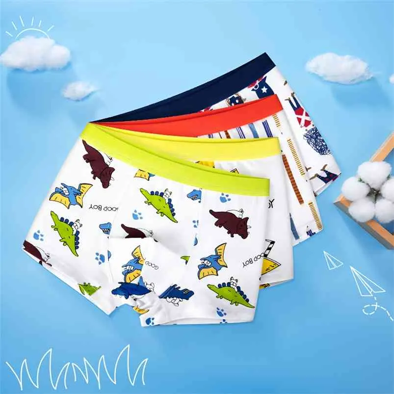 4pcs/pack Kids Boxers Boy Lovely Star Toddler Baby Underwear Cartoon Print Panties Fashion Teenage Children Clothes 210622