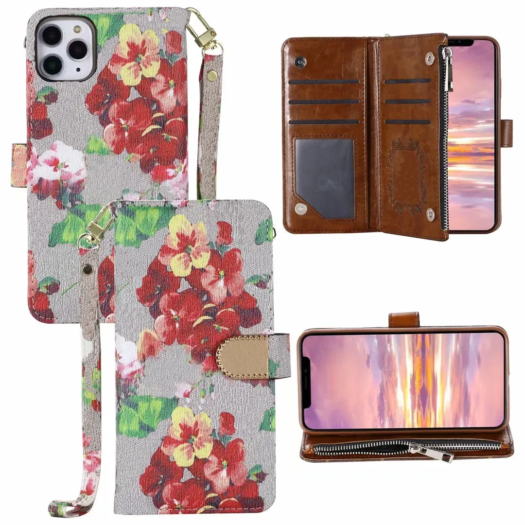 Fashion designer phone cases for iPhone 12 13 Pro max 11 11Pro XR XS MAX shell leather Multi-function card package storage wallet cover O07