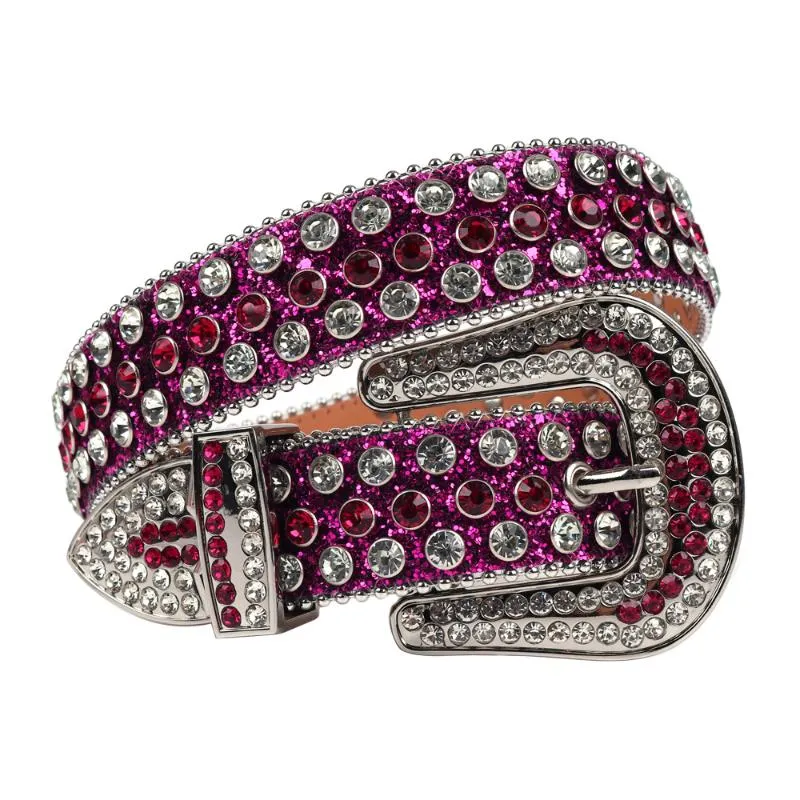 Cintos Bling Western Rhinestones Cowgirl Diamante Strap Moda Mulheres Culined Ceinture Femme Luxo Roxo Cinto Cinto de Strass