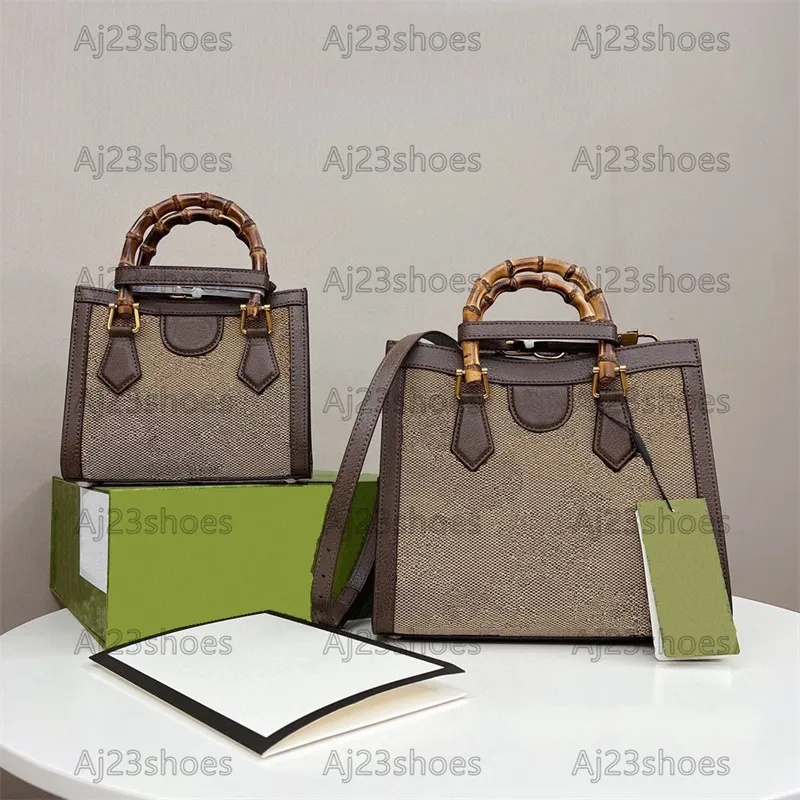 Diana bambu tasarımcılar tote çanta mektup tuval vintage iş alışveriş çantası kadın çanta cüzdan omuz çantaları klasik stil orta crossbody