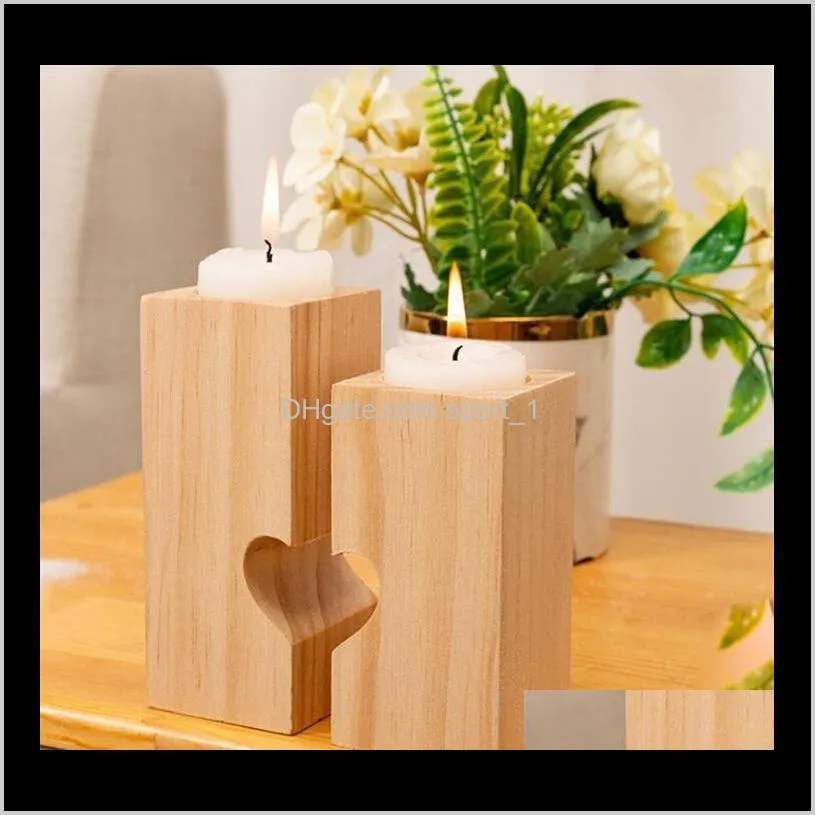 natural wood tea light candle holders heart-shaped romantic candle holders cute decorative wedding decor home decor