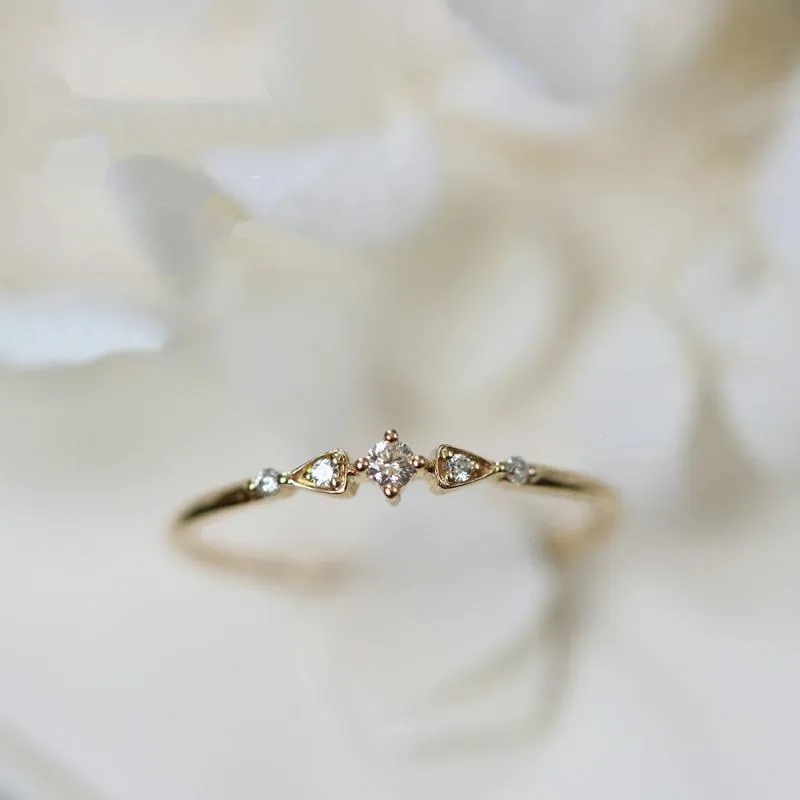 Obrączki ślubne Vintage kobiety pierścionek wypełniony złotem Dainty wykwintne 925 Sterling Silver śliczny mały prosty kwiat dziewczyny prezenty biżuteria