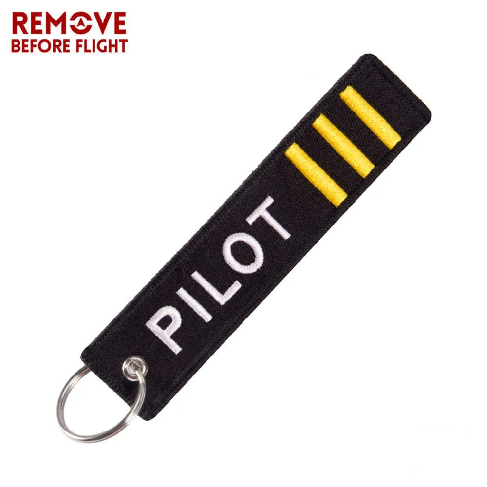 Ta bort före flyg Keychain Smycken Broderi Co-Pilot Nyckelring för Aviation Gifts Bagage Tag Label Fashion Keychains G1019