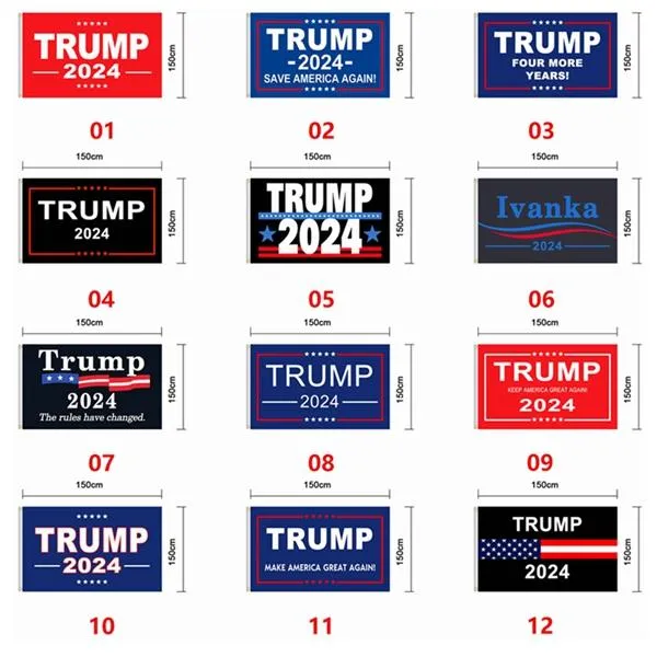 Trump Flag 2024 Flaga wyborcza Banner Donald Utrzymuj Ameryka Świetnie Great Ivanka 150 * 90cm 12 Style Morze