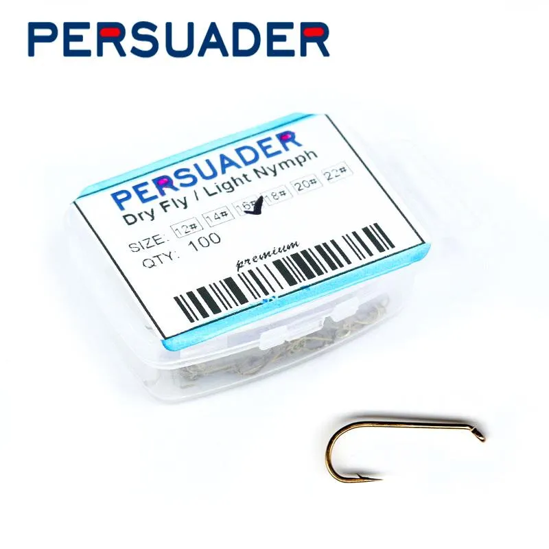 Fiskehakar Persuader 100pcs / Box Bindning Torr Ljus Nymph Down Eye 12 # 14 # 16 # 18 # 20 # 22 # Barbed Small