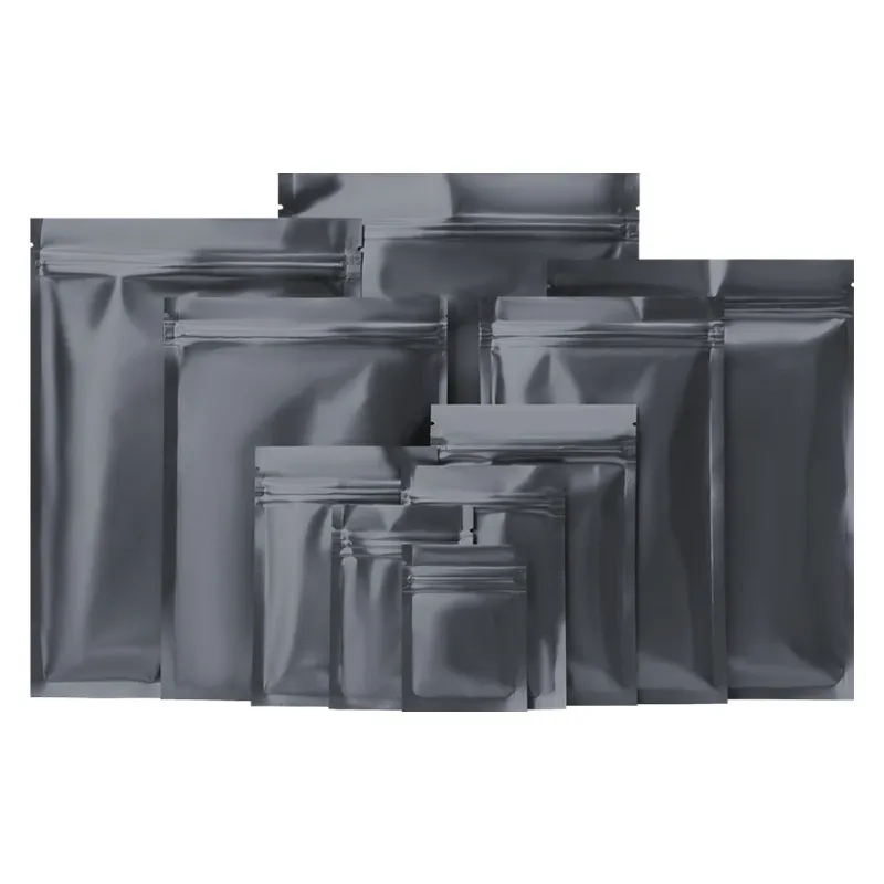 Multi-rozmiary czarny zamek błyskawiczny płaski dolne torby pakowania folii aluminiowej zamek błyskawiczny pakowanie torba na pakiet prezent na suche jedzenie i kwiat