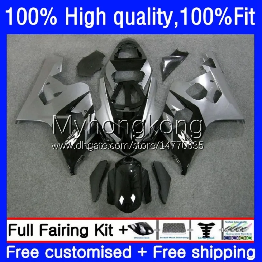 Injektionsformmissioner för SUZUKI GSX-R750 K4 750cc GSXR600 GSXR-750 04-05 Svart silver 20NO.23 GSX-R600 GSXR 600 750 CC 04 05 600CC GSXR-600 GSXR750 2004 2005 OEM Bodys