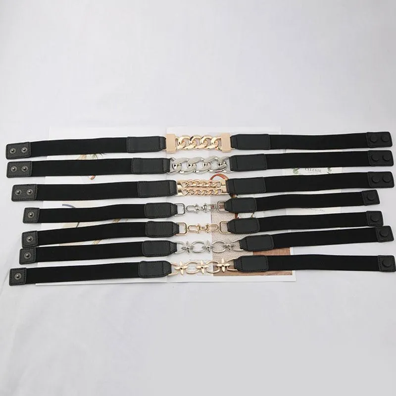 Ceintures en or chaîne ceinture élastique argent métal taille pour femmes robe manteau pull ceinture décorative Stretch dame Cummerbunds