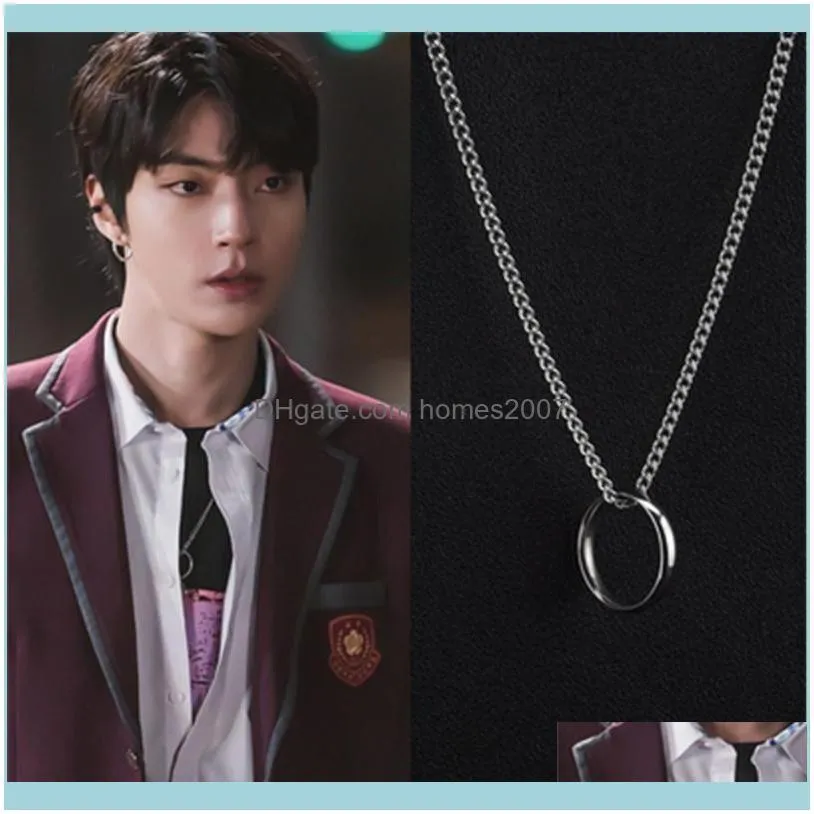 Halsband hängen juvelykorean drama sann skönhet samma stil enkel cirkel temperament elegant trendig härlig retro unik kedja snygg c